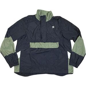 DC Shoes Jacket Men Sz Small Windbreaker Lightweight Black/Green Pullover